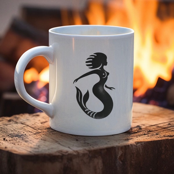 African Siren Lore Cup, Mystical Mermaid Illustration Mug, Enchanted Waters Teacup, Cultural Myth Drinkware