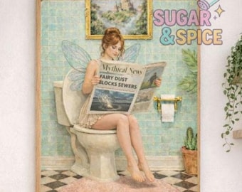 Funny Fairy Bathroom Wall Art Print | Whimsical Toilet Art | Fantasy Mystical Bathroom Decor | Bathroom Artwort | Quirky Bathroom Print