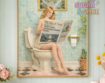 Funny Fairy Bathroom Wall Art Print | Whimsical Toilet Art | Fantasy Mystical Bathroom Decor | Bathroom Artwort | Quirky Bathroom Print