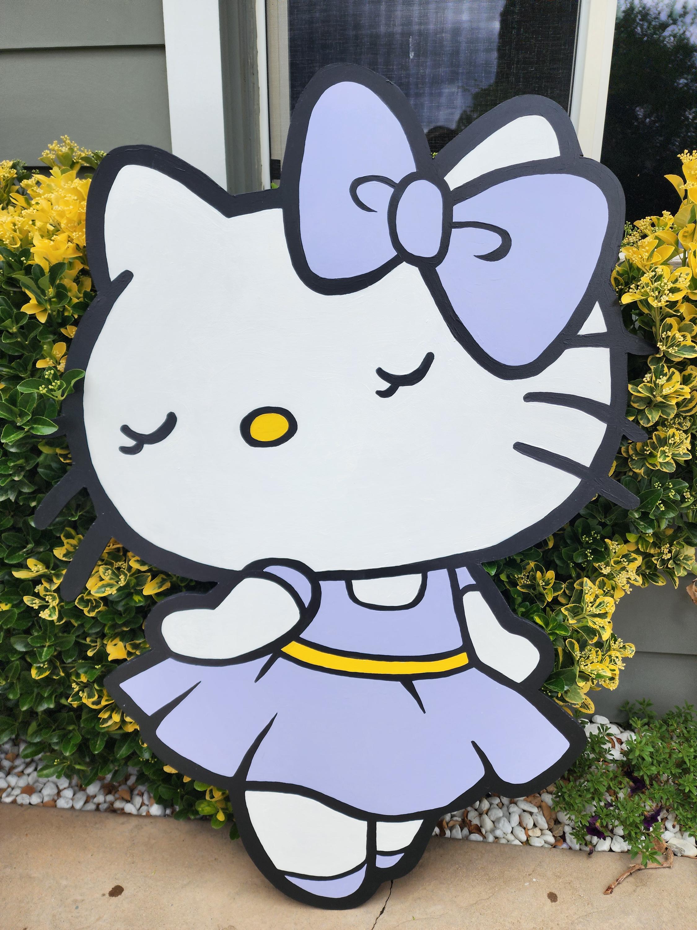 Hand Painted Hello Kitty Wood Decoration: Kids Room Decor, Party