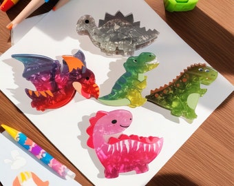 Schattige dinosaurus haarclips, dierlijke haarclips, dameshaarclips, acryl haarclips, acetaat haarclips, haaraccessoires, cadeaus voor haar