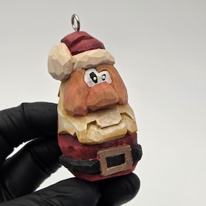 Hand Carved - Santa Ornament, Christmas, Stocking Stuffer, Gift, Santa Claus, Saint Nick, St. Nick, Nicholas, Woodcarving, Father, old world