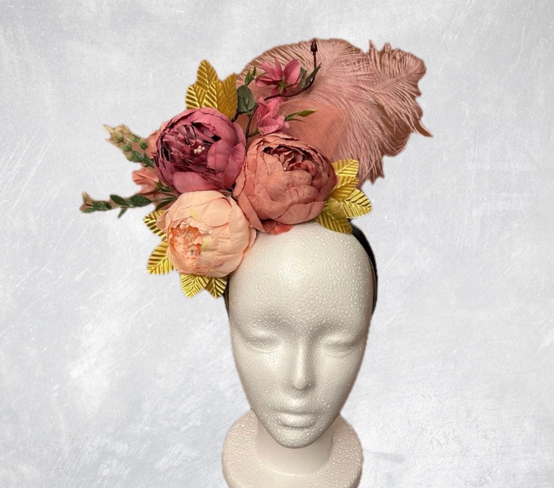 Pretty Fushia Tulle Flower Fascinator Beads Feathers Headband Tea Weddings Churc kentucky derby hat fascinator crystal rhinestone jewel  main image 3