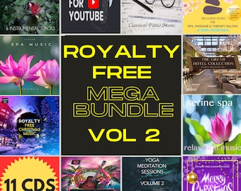 Royalty Free Music Mega Bundle Vol 2 MP3, 11 Albums, Background Music for Business, Video, Streaming, PPL PRS Licence Free, Instant Download