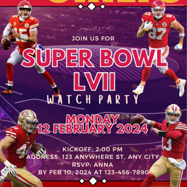 Super Bowl LVIII watch party invites