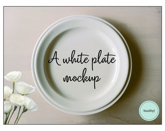 Kitchen plate mockup, White plate mockup, Flat lay mockup, Close up mockup, Backround mockup