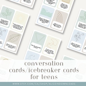 Colorful earthy toned conversation cards for teens