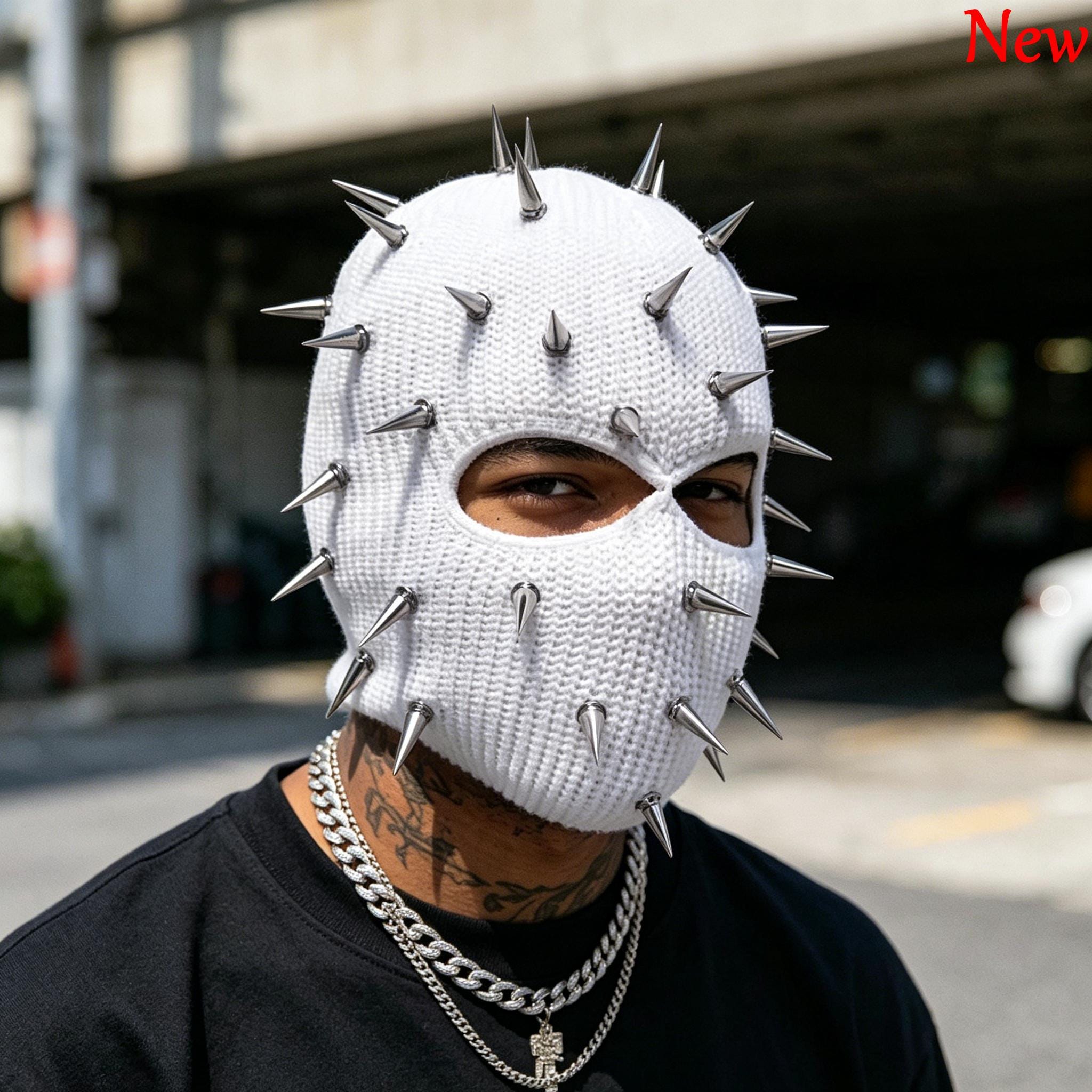 Spiked Balaclava Mask • Studded Full Face Ski Mask • Streetwear