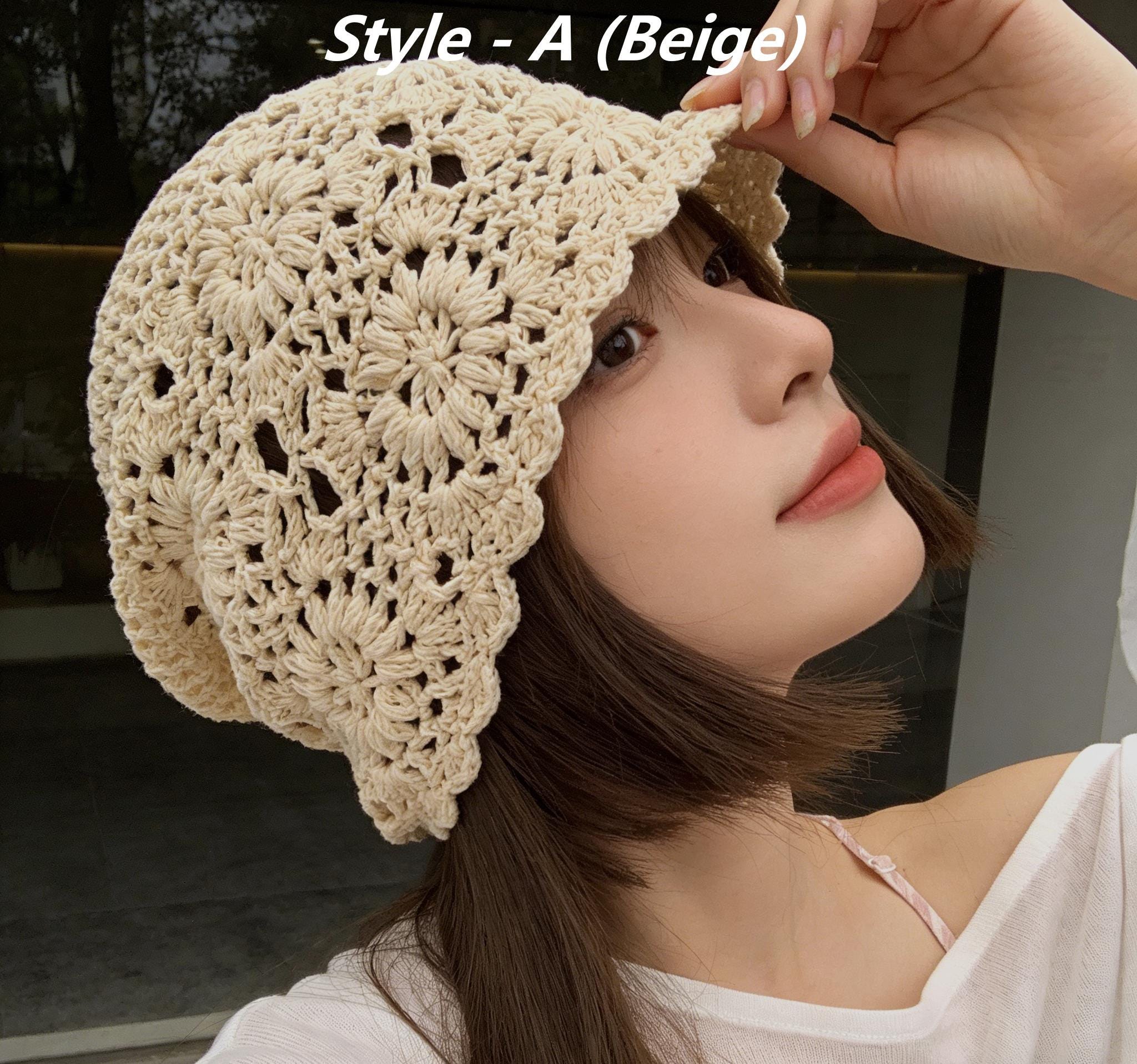 Slouchy Crochet Beanie, Hollow Out Knit Hat, Breathable Chemo Hat