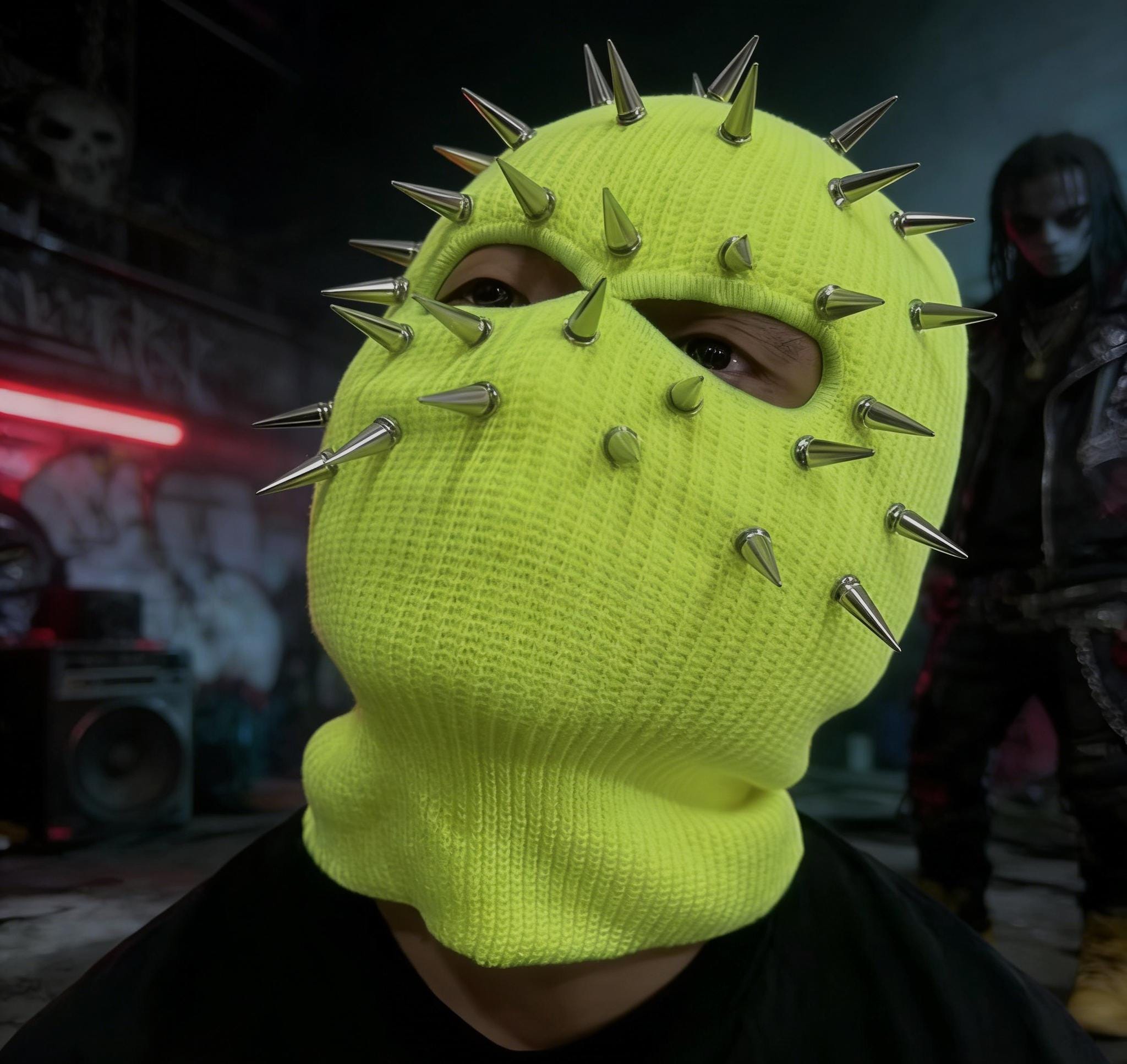 Spiked Balaclava Mask * Studded Full Face Ski Mask * Streetwear Rave Gear