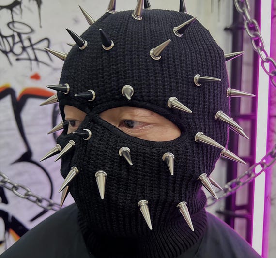 Spiked Balaclava Mask • Studded Full Face Ski Mask • Streetwear