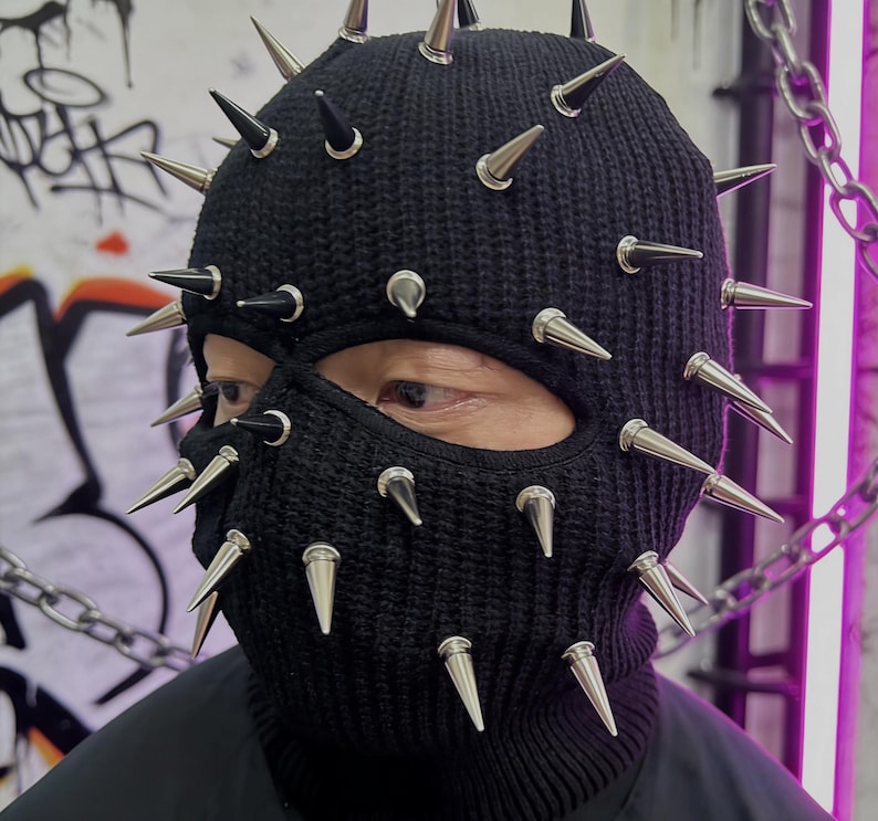 Balclava Rave Spiked Balaclava Mask • Studded Full Face Ski Mask • Streetwear Rave ...