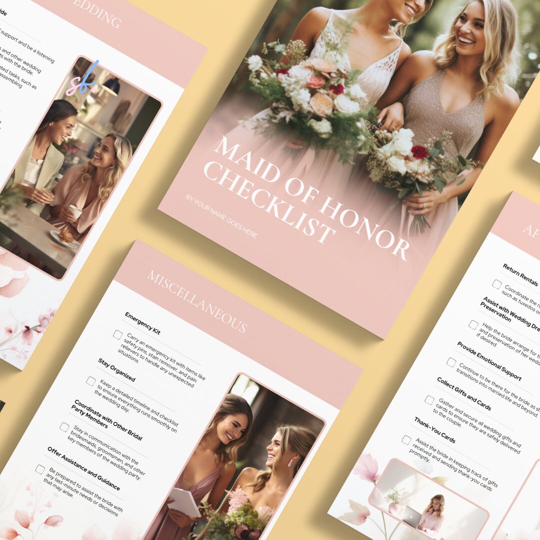 Maid of Honor Checklist Wedding Planning Organizer Printable To-do List ...
