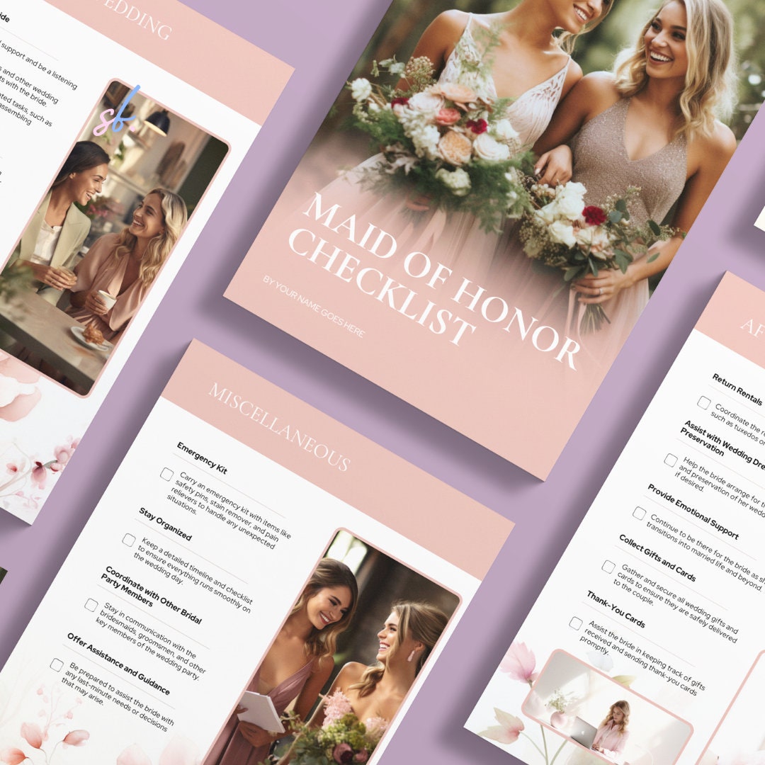 Maid of Honor Checklist Wedding Planning Organizer Printable To-do List ...