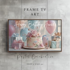 Birthday Frame TV Art Personalized Happy Birthday Samsung Frame TV Art Custom Party Art for Frame TV Celebration Digital Wall Art Banner