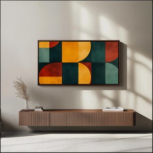 Mid Century Modern Frame TV Art, Abstract Art Samsung Frame TV Art, Bauhaus Art Geometric Wall Art, Abstract Painting TV Frame Art
