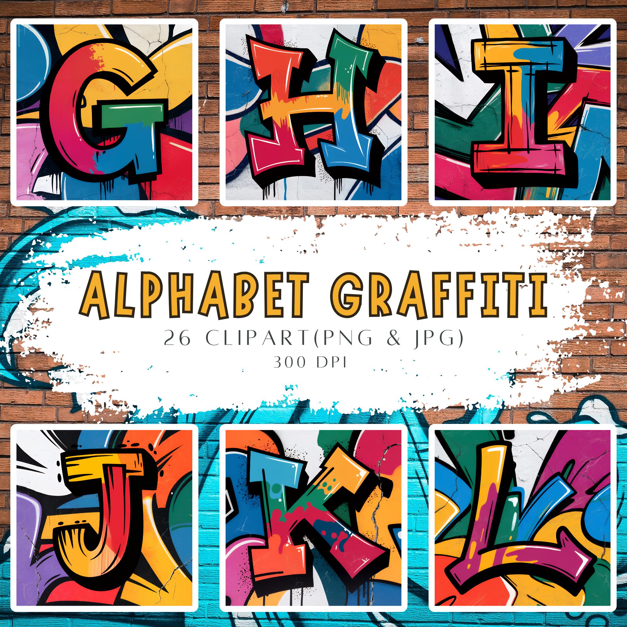 Graffiti Alphabet Clipart 26 Unique Letter Designs in Bold and