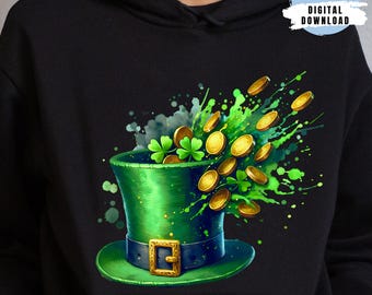 Sombrero de duende en acuarela PNG: Diseño para el Día de San Patricio (Descarga digital)