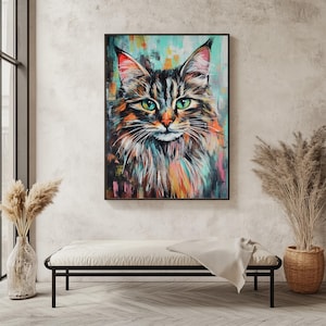 Abstract Cat Painting: Modern Wall Art for Cat Lovers (Digital Download)