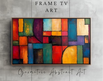 Frame TV Art Colorful Abstract Painting Samsung Frame TV Art Abstract Frame TV Art Geometric Abstract Wall Art Maximalist Wall Art