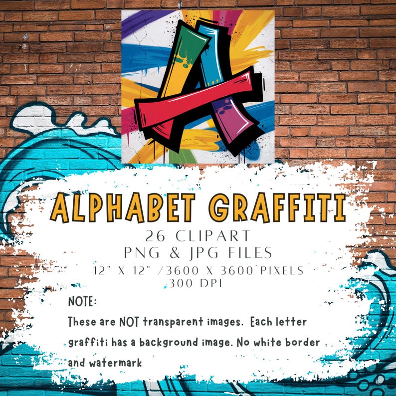 Graffiti Alphabet Clipart 26 Unique Letter Designs in Bold and Vibrant ...