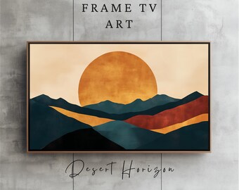 Sonnenuntergang Rahmen TV Kunst Erde Ton Landschaft Samsung Rahmen TV Kunst Minimalistische Kunst für Rahmen TV Orange Teal Rot Wandkunst Moderne Malerische Wanddekoration