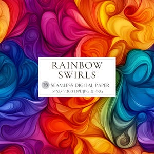 Colorful Digital Paper Rainbow Seamless Pattern Rainbow Swirls Seamless Digital Paper Color Abstract Digital Background Scrapbook Paper