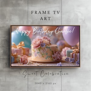 Personalized Happy Birthday Frame TV Art Birthday Samsung Frame TV Art Custom Party Art for Frame TV Celebration Digital Wall Art Banner