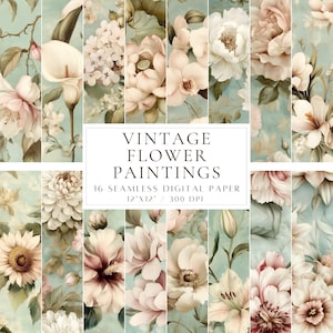 Vintage Flower Seamless Pattern Vintage Floral Pattern Junk Journal Paper Shabby Chic Seamless Floral Digital Paper Floral Scrapbook Paper