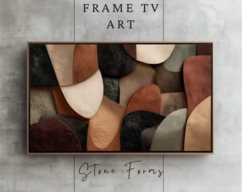 Abstrakte Kunst für Rahmen TV Strukturiertes Gemälde Rahmen TV-Kunst Erdton Abstrakt Samsung Rahmen TV-Kunst Natürliche moderne Wandkunst Neutrale Farbkunst