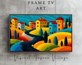 Colorful Frame TV Art Vibrant Art for Frame TV Whimsical Landscape Samsung Frame TV Art Tuscan Countryside Painting Digital Wall Art