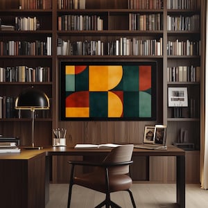 Mid Century Modern Frame TV Art, Abstract Art Samsung Frame TV Art, Bauhaus Art Geometric Wall Art, Abstract Painting TV Frame Art