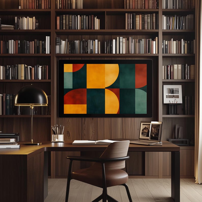 Mid Century Modern Frame TV Art, Abstract Art Samsung Frame TV Art, Bauhaus Art Geometric Wall Art, Abstract Painting TV Frame Art