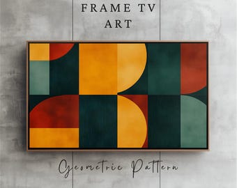 Cornice TV in stile Mid-Century Modern, cornice TV astratta, cornice TV in stile Bauhaus per Samsung, decorazione murale geometrica, cornice TV con dipinto astratto