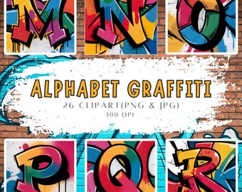 Graffiti Alphabet Clipart 26 Unique Letter Designs in Bold and