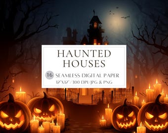 Haunted House Digital Paper Pack Halloween Hintergründe Gruselige Haunted Mansion Digital Scrapbook Papier Halloween Printables Kommerzielle Nutzung