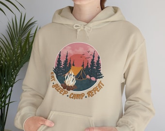 Sleep. Eat. Camp. Repeat Hoodie, Camping Hoodie, Adventure Shirt, Outdoor Camp Hoodie, Travel Hoodie, Hiking Hoodie, Adventure Hoodie