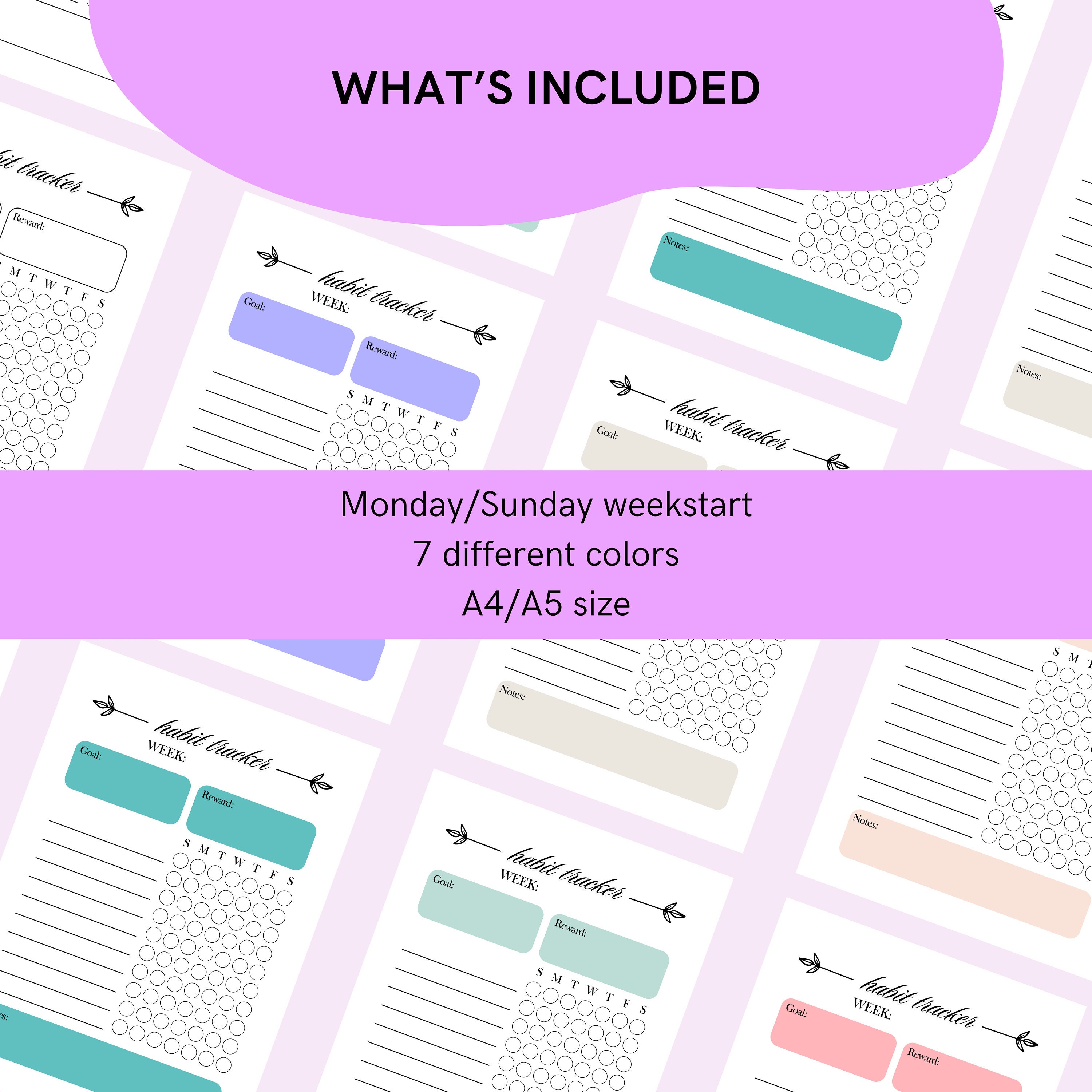 Weekly Habit Tracker: Printable Planner for Consistent Progress Daily ...