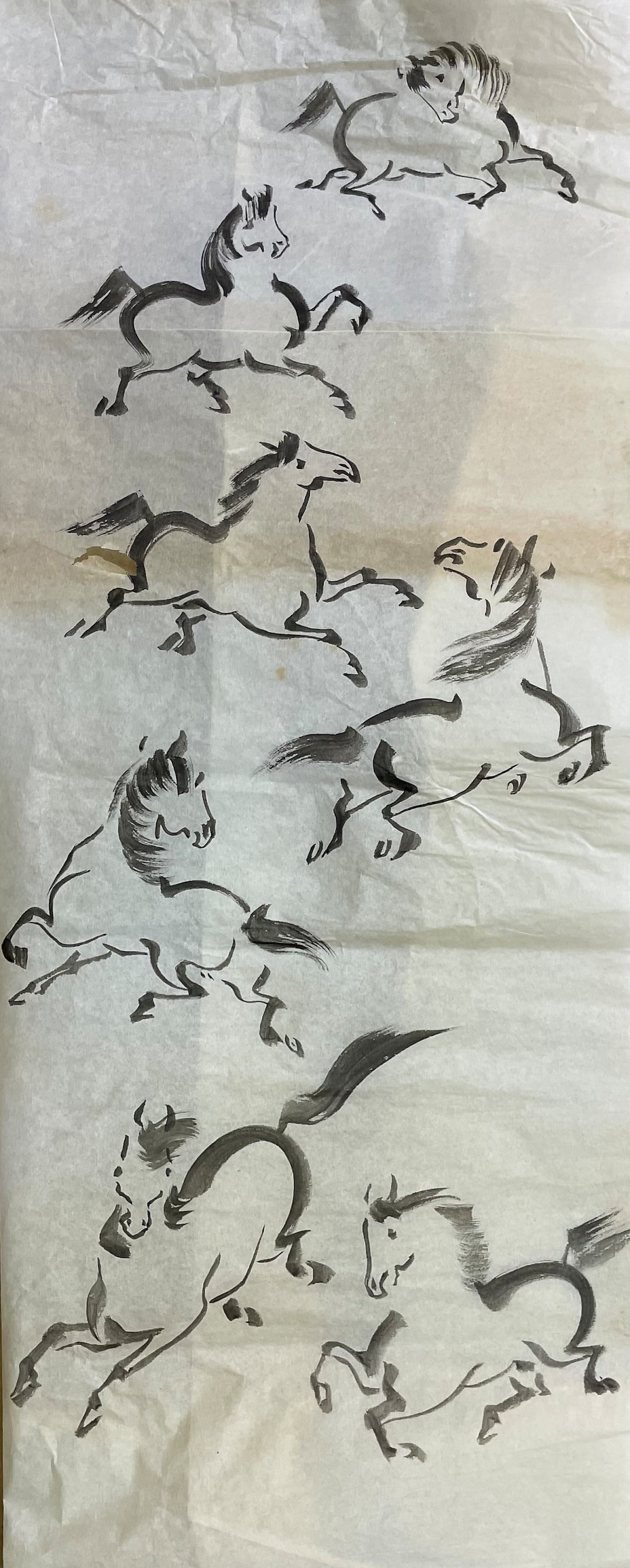 Japan Vintage Ink Sketch Painting Sumie Art 1930 Animal Motif B