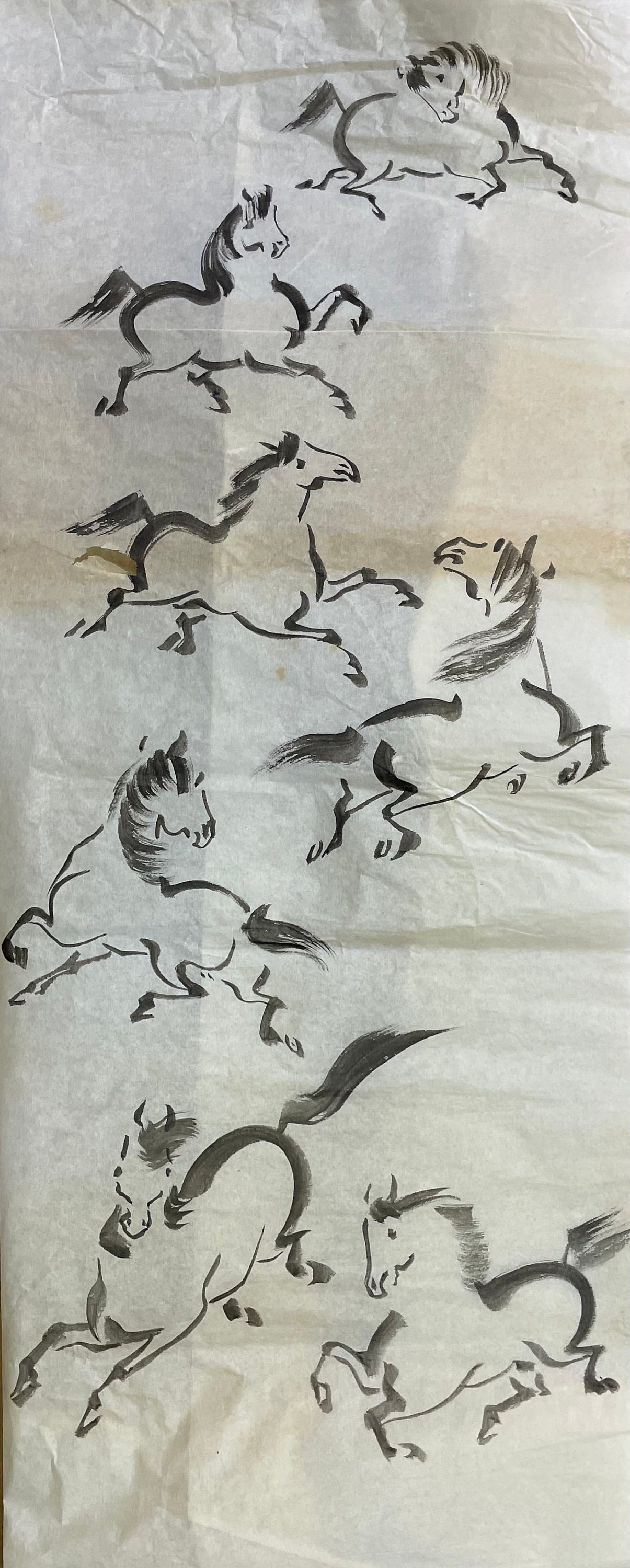Japan Vintage Ink Sketch Painting Sumie Art 1930 Animal Motif B