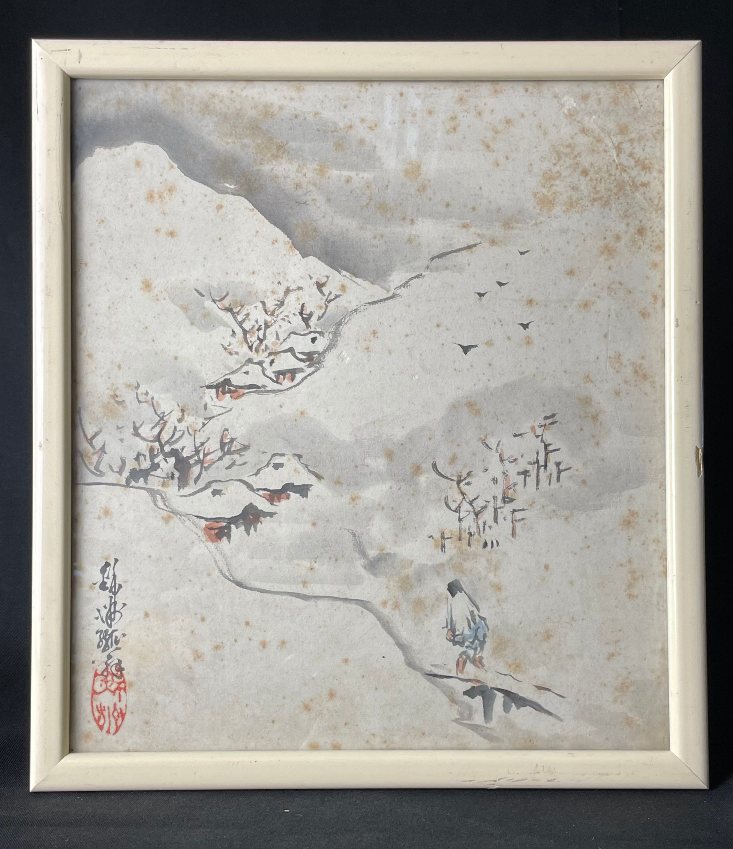sumie✨ Japan Vintage Sumie Art Painting Yukiguni Snow Country 1930 Hand