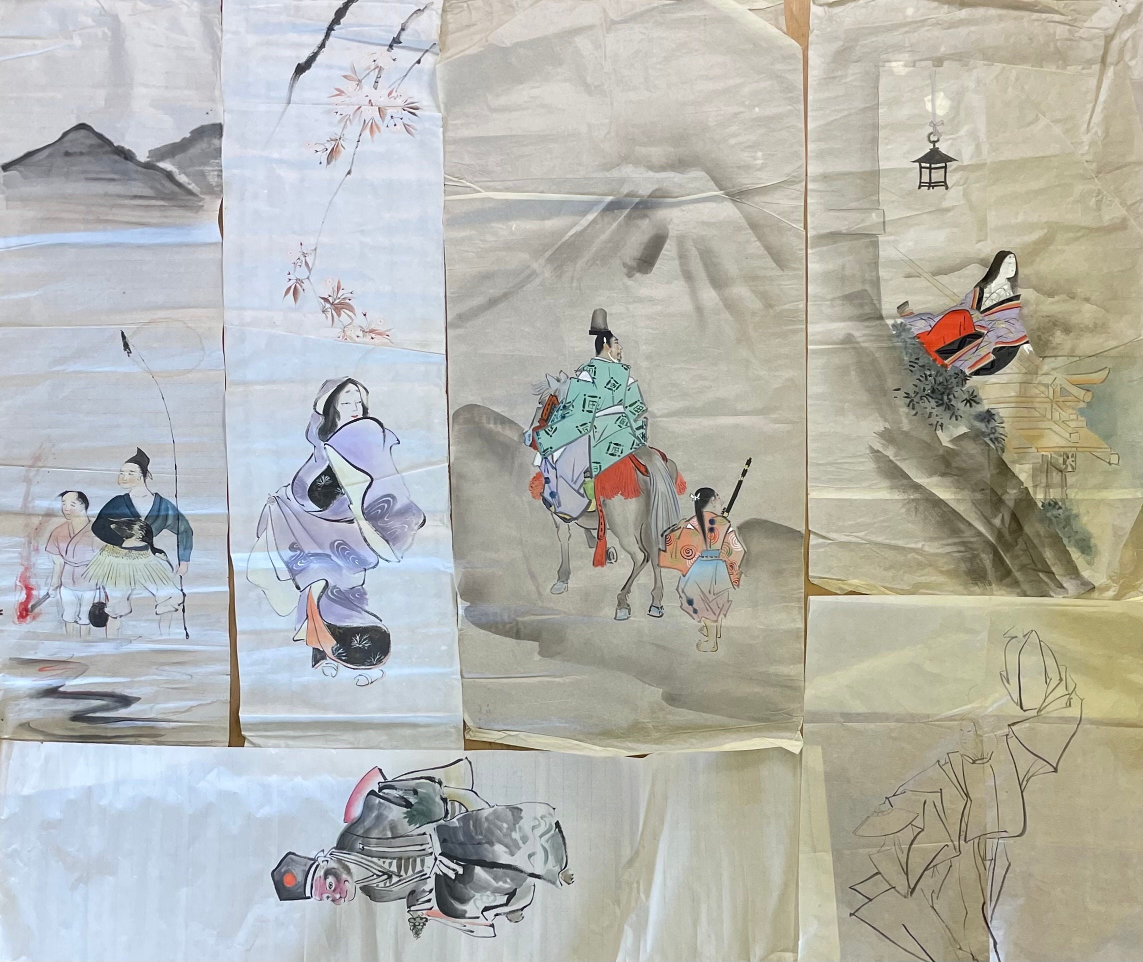 Japan Vintage Sumie Art Ink Sketch Painting 1930 Hand Painting