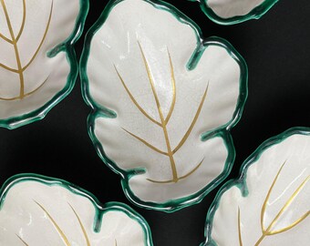 Vintage Japanese Kaiseki Small Plates Set of 5 ー Chrysanthemum Leaf Dishes, Banko ware