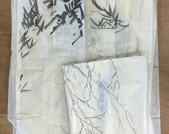 Japan Vintage Zen Ink Painting Sumie Art 1930 Total of 7 - Etsy