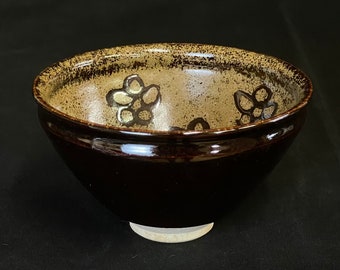 Vintage Japan Matcha bowl Ume plum hand craft green tea cup 1970