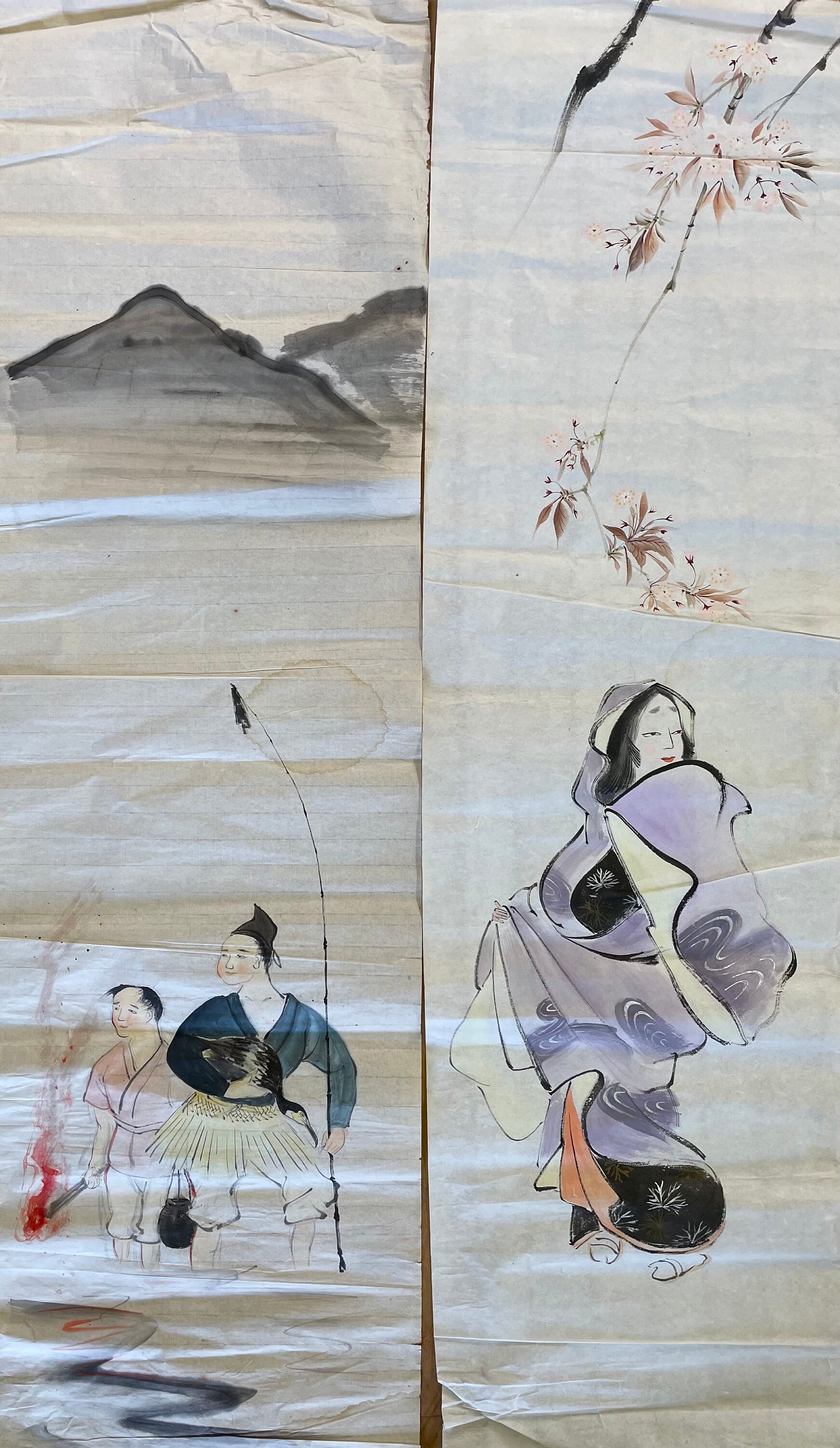 Japan Vintage Sumie Art Ink Sketch Painting 1930 Hand Painting
