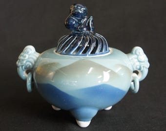 Vintage Japanese Shishi Koro ceramic incense burner 1970
