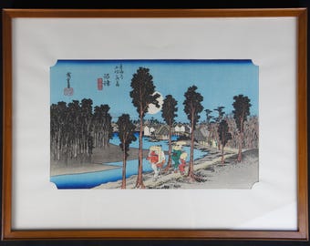 Japan vintage Ukiyoe Utagawa Hiroshige woodblock print replica 1960