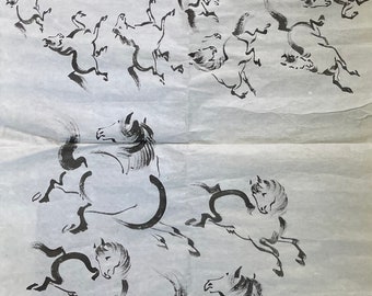Japan Vintage Sumie Art Ink Sketch Painting 1930 Animal Motif C