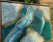 Epoxy Resin Emerald Green Wall Art 27x36 inches